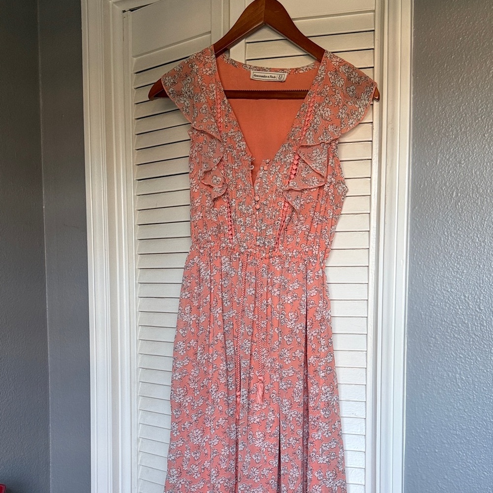 Abercrombie & Fitch Coral Floral Midi Dress